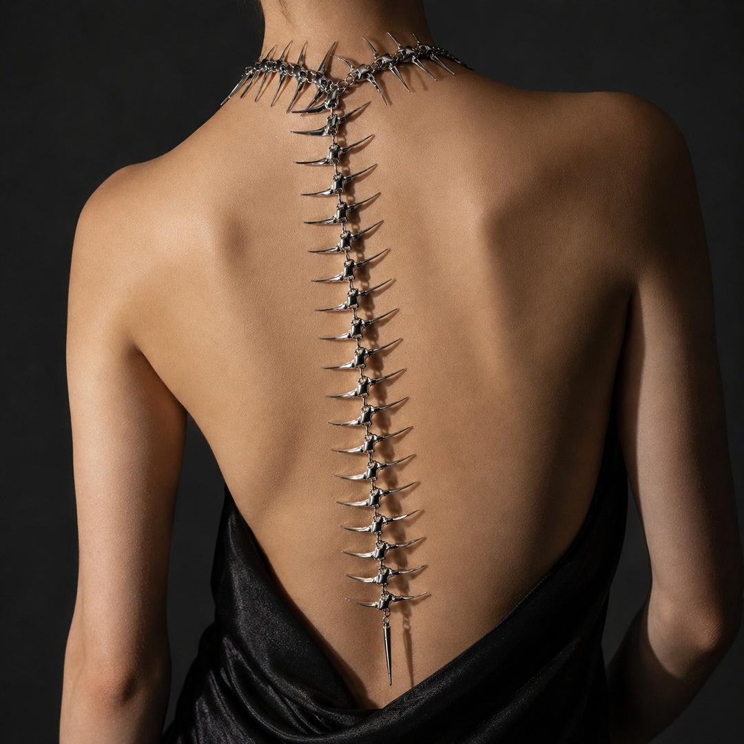 Vertebra Spiked Back Chain Necklace — ce_studio_01