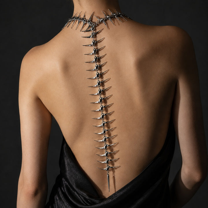 Vertebra Spiked Back Chain Necklace — ce_studio_01