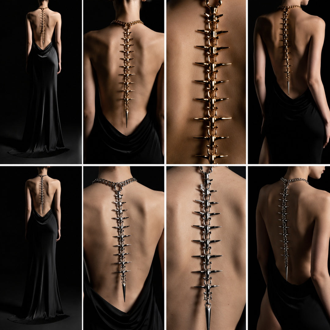 Vertebra Spiked Back Chain Necklace — ce_studio_01