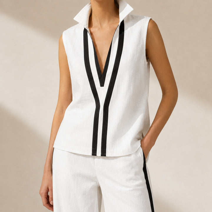 Verticale Contrast-Stripe Sleeveless Set — ce_studio_01