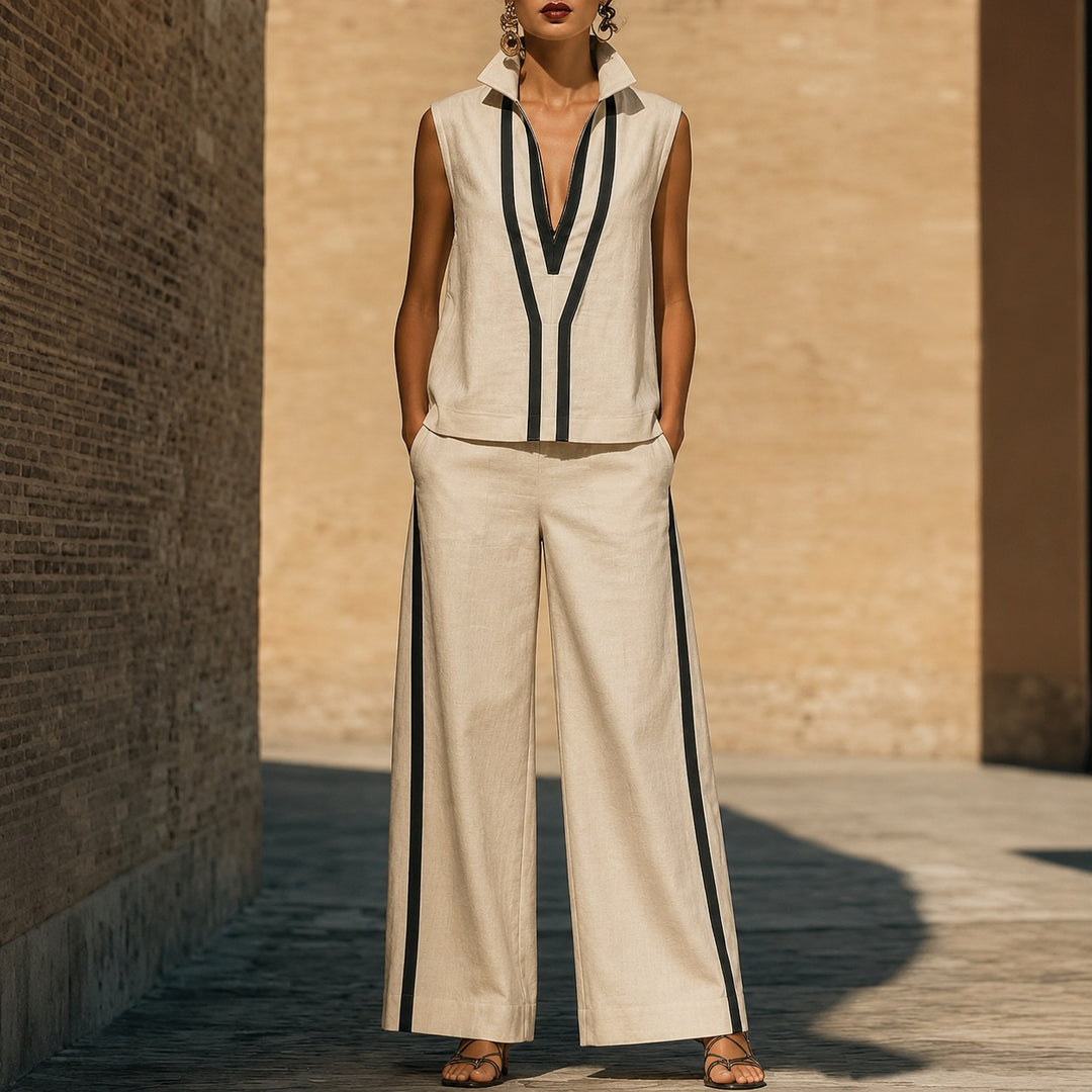 Verticale Contrast-Stripe Sleeveless Set — ce_pivot_front_01