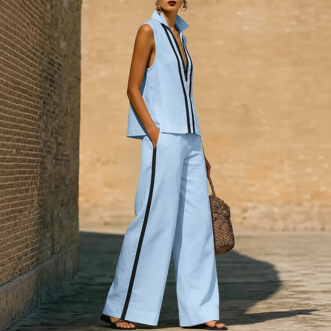 Verticale Contrast-Stripe Sleeveless Set — ce_pivot_side_06