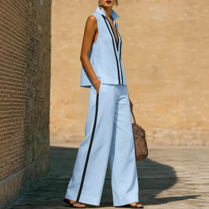 Verticale Contrast-Stripe Sleeveless Set — ce_pivot_side_06