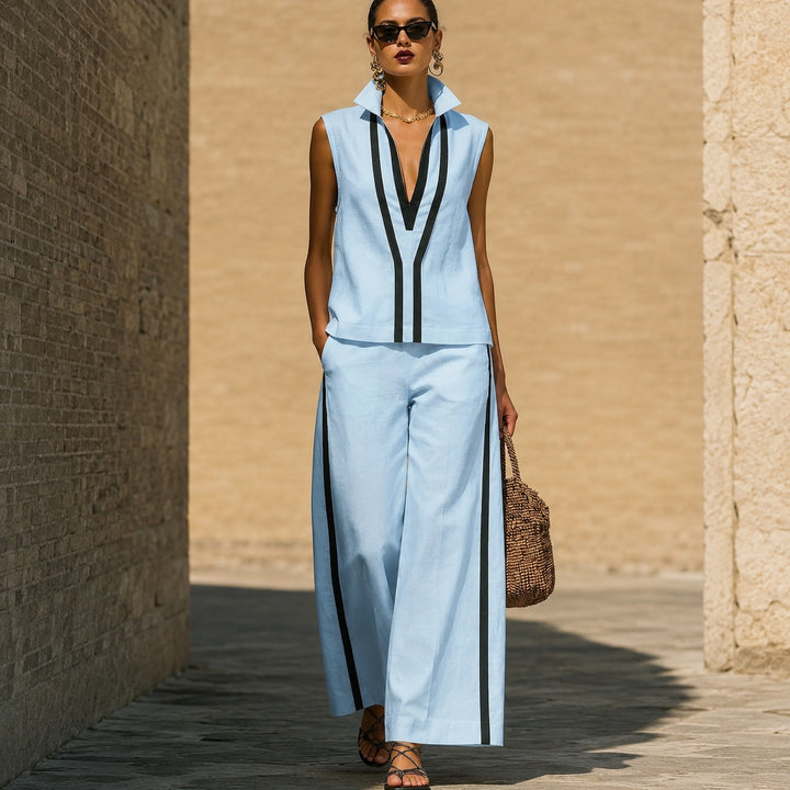 Verticale Contrast-Stripe Sleeveless Set — ce_pivot_front_02