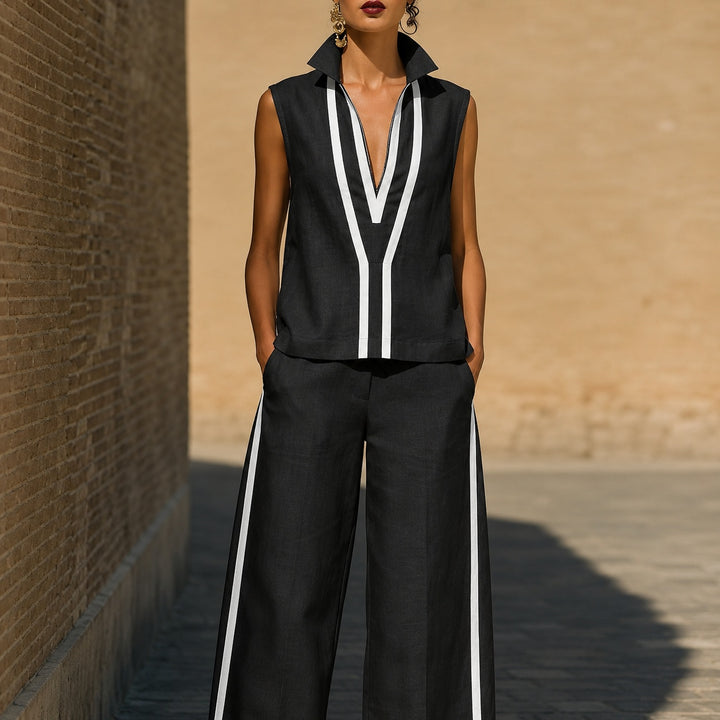Verticale Contrast-Stripe Sleeveless Set — ce_pivot_front_04