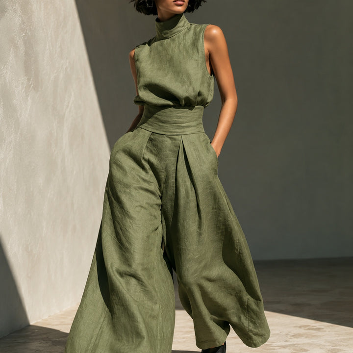Vestale High-Neck Linen Set — ce_metastatic_05