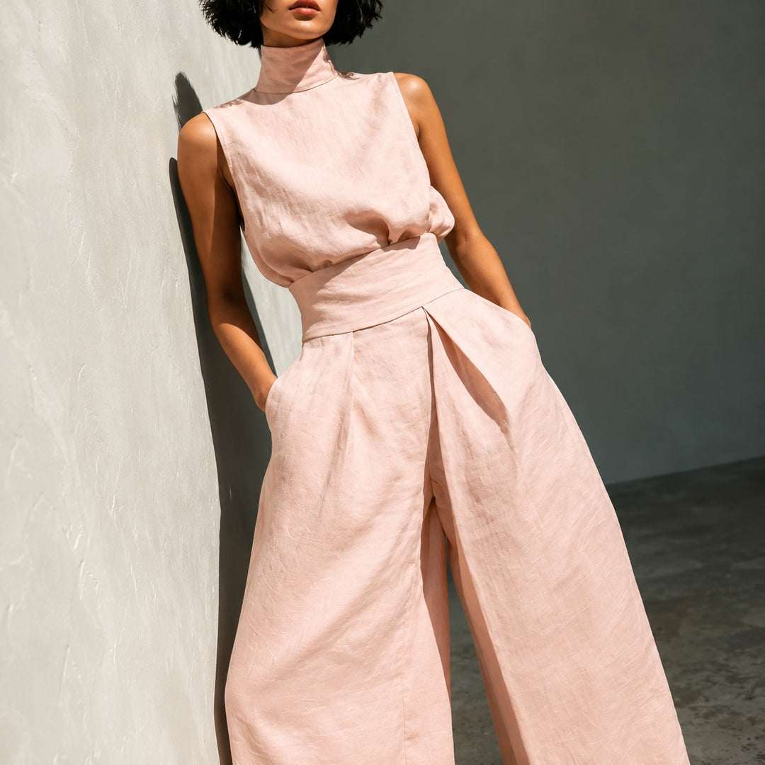 Vestale High-Neck Linen Set — ce_metastatic_06