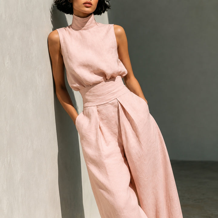 Vestale High-Neck Linen Set — ce_metastatic_07