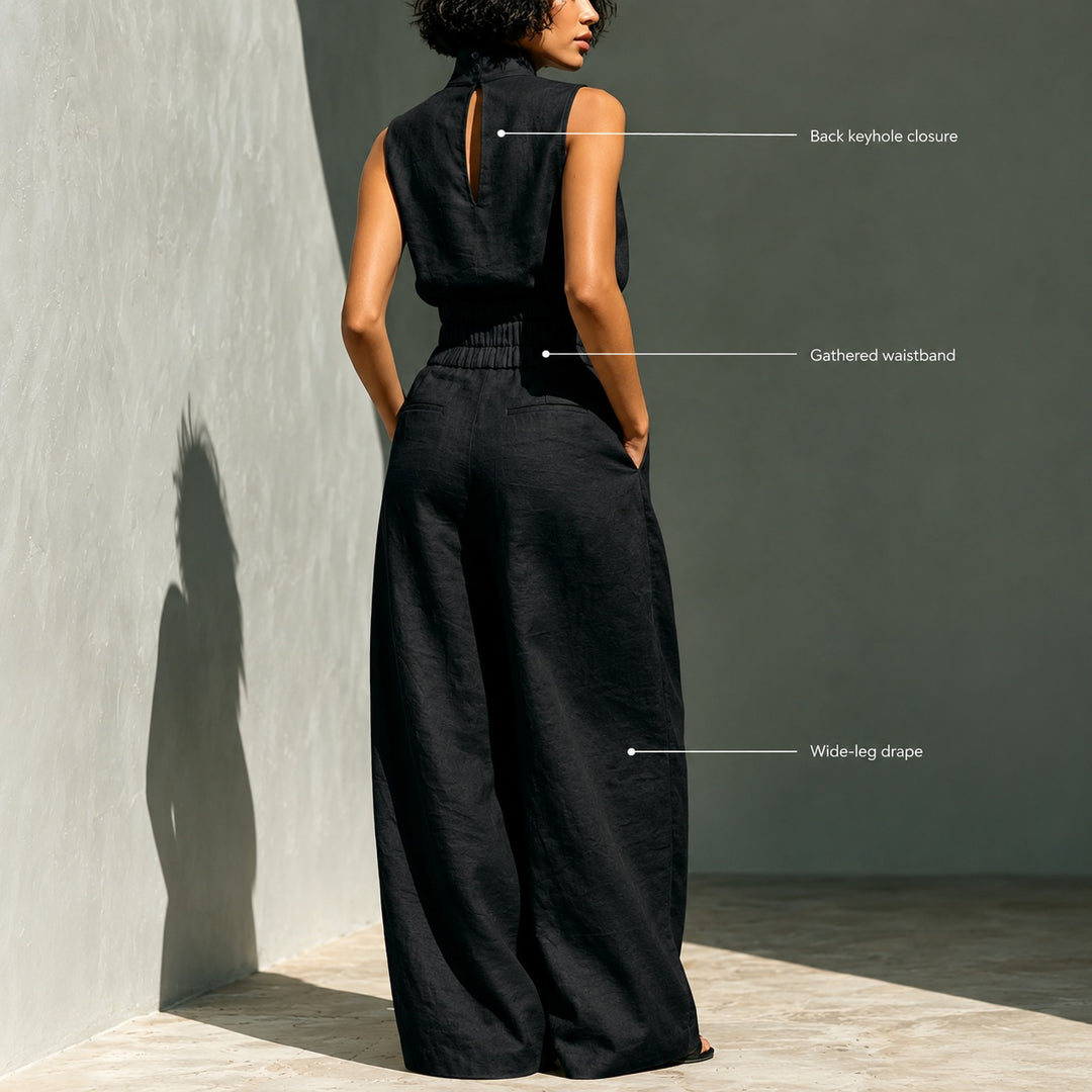 Vestale High-Neck Linen Set — ce_metastatic_08